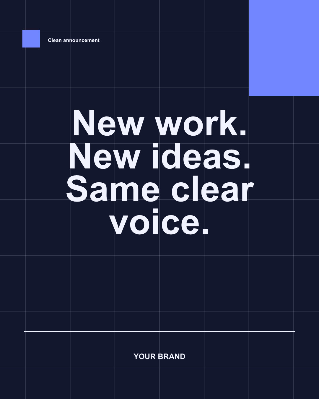 Minimal portrait announcement graphic with bold black type