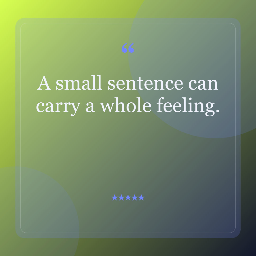 Warm square note graphic with centered serif typography