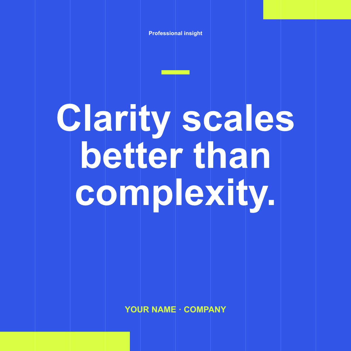Blue square LinkedIn insight graphic with professional typography