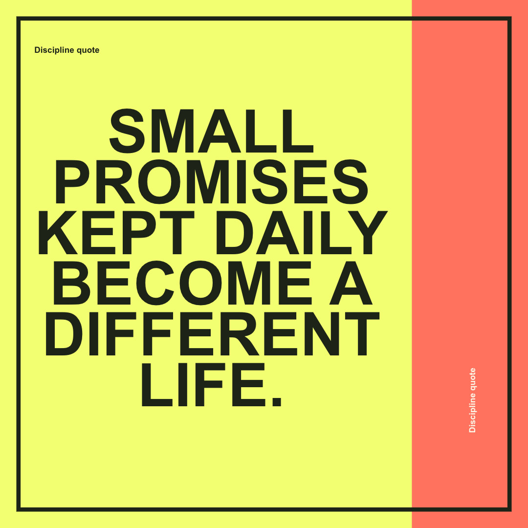 Bold square discipline quote with high-contrast typography