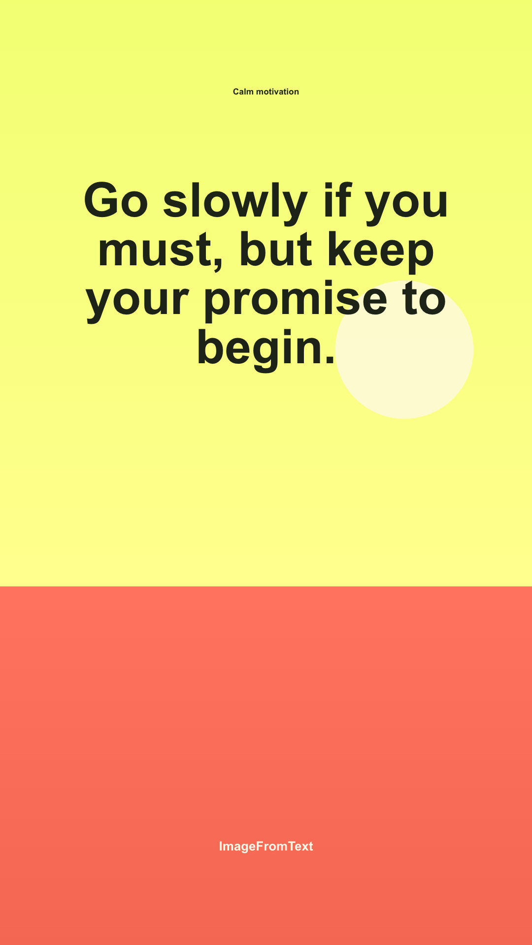 Calm vertical motivational quote graphic with a horizon-inspired design
